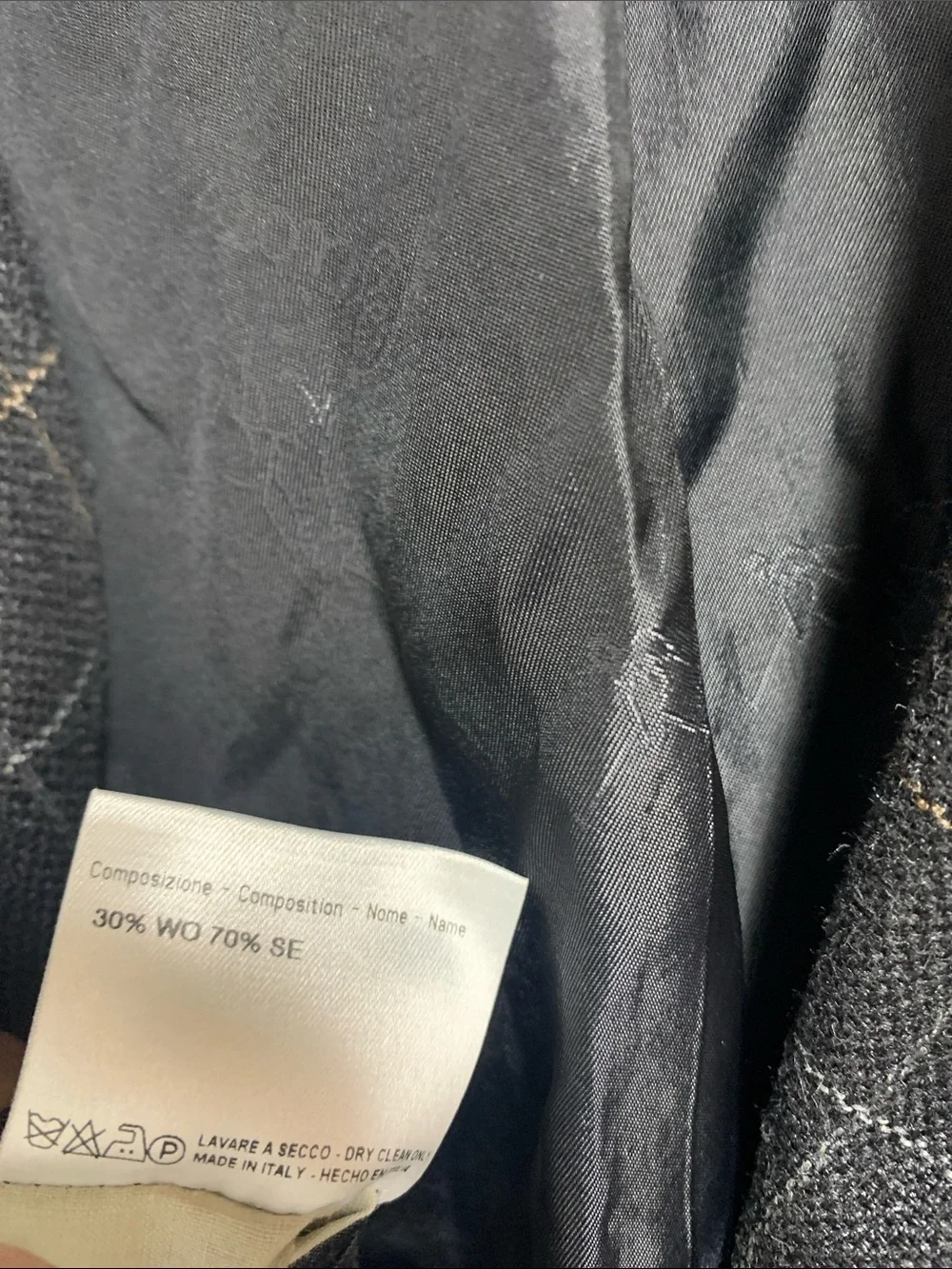 Brioni Bernini Italy Wool Silk Blend Charcoal Windowpane Sport Coat 44